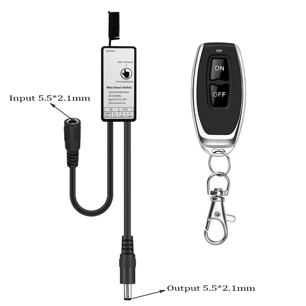 RF433 无线遥控开关 迷你 LED灯带3A DC3.7V5V6V9V12V24V通用开关