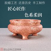 居家禅意大号熏香炉禅意室内班茶道摆件熏香炉盘香炉纯铜铜炉宣德