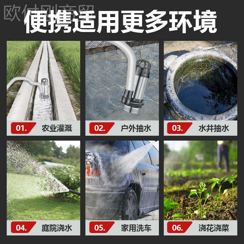 无刷电瓶车直流0潜水泵48V灌动6v72vQIB抽水机溉通用电车抽水泵