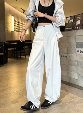 宽松弯刀裤女夏季薄款防晒休闲运动裤香蕉裤白色户外速干裤子