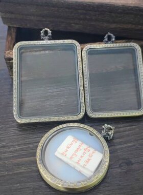 唐卡新款双面*六 盒子盒字海螺宝吊坠5唐卡嘎乌盒八4钢化玻璃挂件