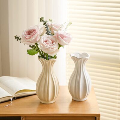白色口鲜花专用小感摆件漂亮创意迷你客厅高级水培插花径花瓶陶瓷
