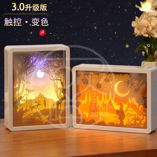 3.0款升级面网红友同学节日创意生日3D版触控男女变色纸雕灯镜礼