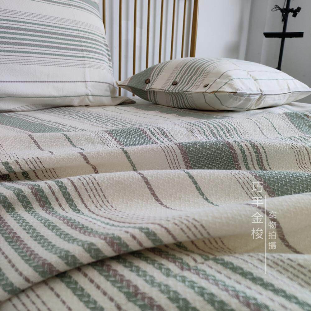 贴身睡单 全棉提花老粗布床单加厚100棉三件套山东老土布双人被单