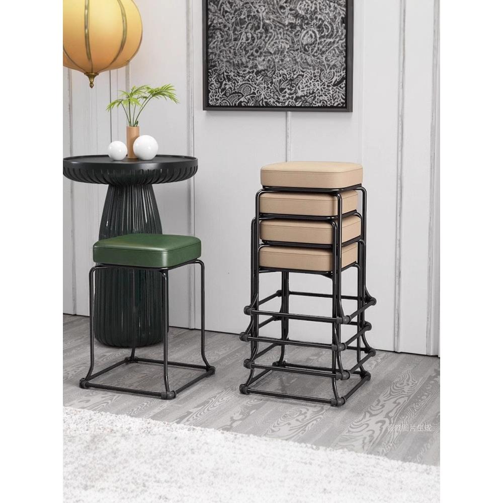 凳子家用现代简约可叠放方凳餐桌客厅小凳子网红轻奢圆凳矮凳板凳