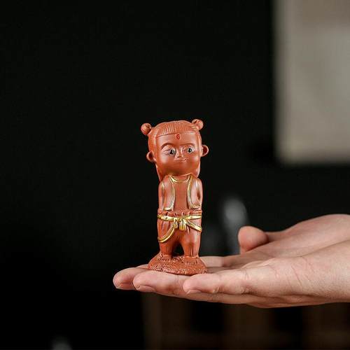 精品宜兴紫砂迷你哪吒茶宠摆件个性茶玩茶盘茶桌装饰趣味茶道配件