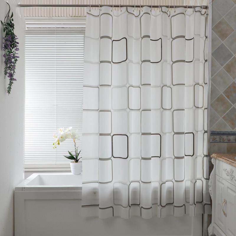 北欧风浴帘套装免打孔卫生间防水隔断帘防霉加厚淋浴洗澡遮挡挂帘