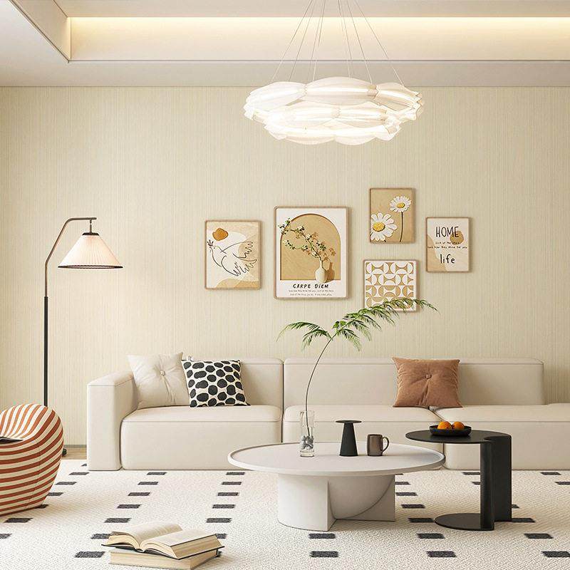 不带胶无纺布墙纸加厚素色竖条纹墙纸卧室客厅非自粘壁纸高级感