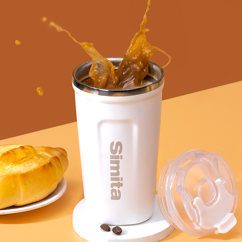 德国simita办公室咖啡杯不锈钢带盖便携随行水杯简约直饮杯子定制