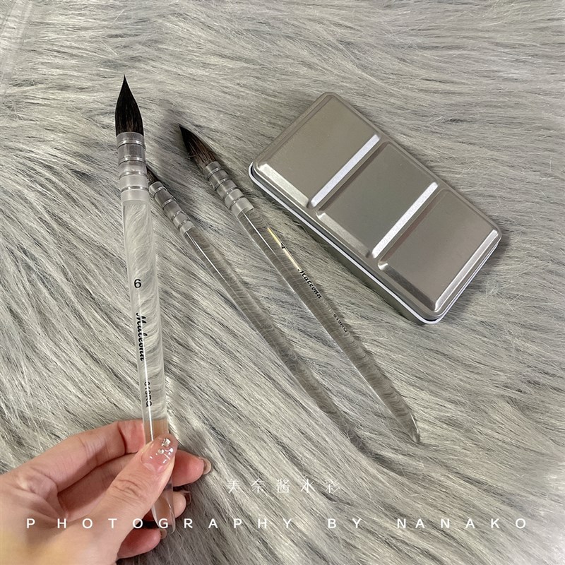 玛琅水彩笔 压克力透明松鼠毛619画笔白胖子新手铺色动物毛笔