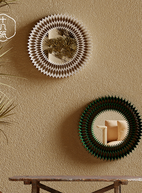 十八纸化妆镜壁挂大圆镜子洗手间卫生间免打孔挂墙装饰梳妆台镜子