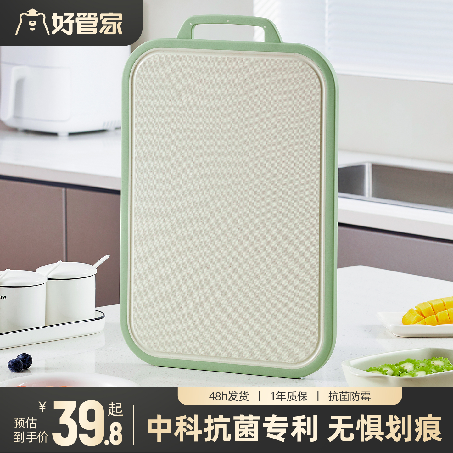 好管家菜板砧板切菜板抗菌防霉家用案板厨房双面防滑粘板切水果板