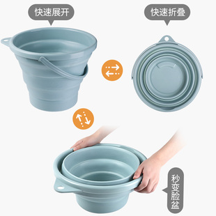 洗澡桶旅行户外车用储水桶洗衣桶 家用手提可折叠水桶塑料桶便携式