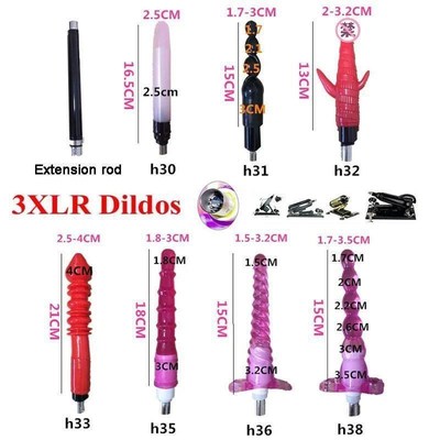 Sex Machine 3XLR Attachment Anal Butt Plug Dildos Adapter fo