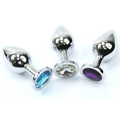 Middle Size Metal Jeweled Anal Plug Anal Insert SexyToy Stop