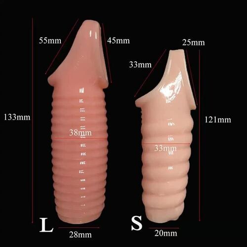 L/S Size Penis Extender Condoms Reusable Penis Sleeve Enlarg