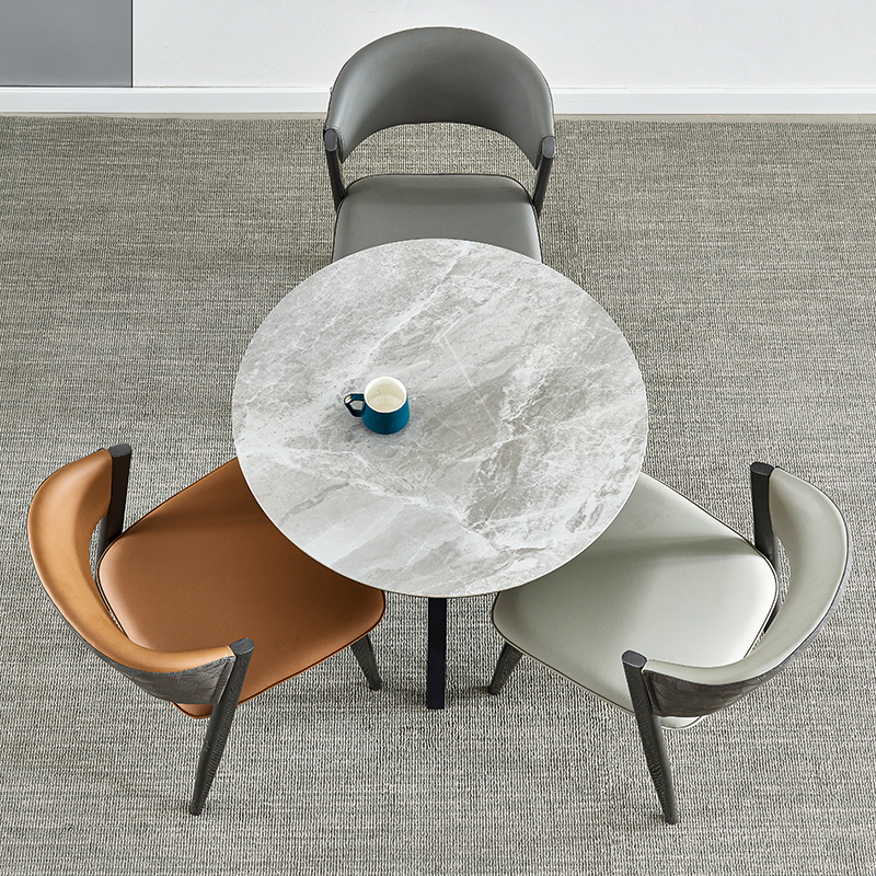 岩板圆桌餐桌休闲门o店接待洽谈桌椅组合阳台桌子家用郁金香小圆