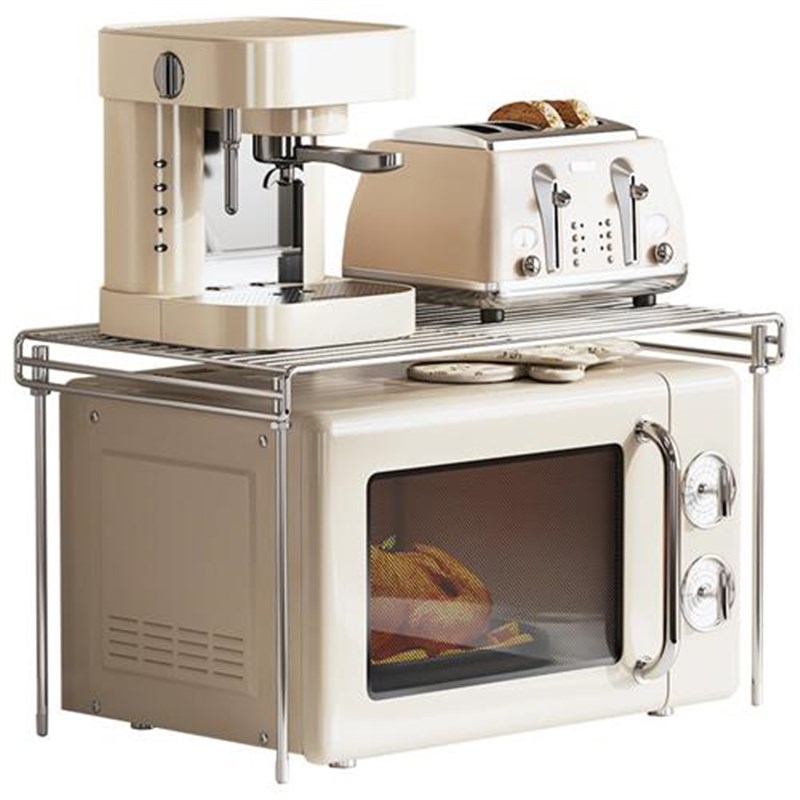 304不锈钢厨房置物架微波炉y架子家用双层台面电饭锅收纳烤箱支架