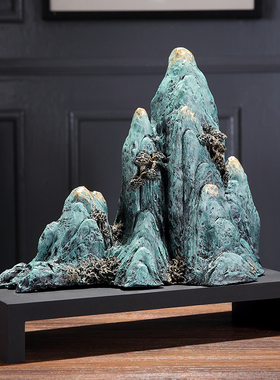 新中式假山摆件电视柜办公室开业乔迁礼物客厅玄关酒柜家居装饰品