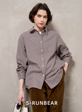 SR时润贝而100棉磨毛格纹衬衫保暖休闲叠穿秋冬女