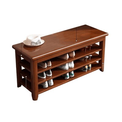 实木换鞋凳门口可坐式穿鞋凳三层鞋柜入户门家用入门鞋架坐凳一体