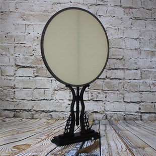 整红木大包边宫扇工艺礼品扇空白面真丝扇面装饰台屏团扇