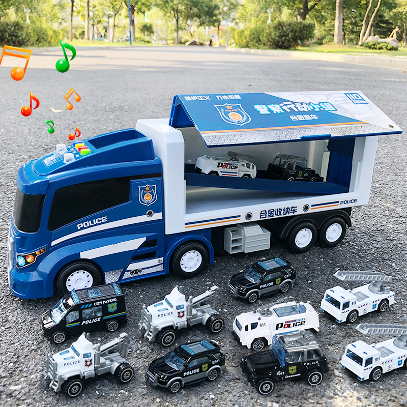 合金货车儿童货柜车集装箱卡车运输汽车男孩车可开门大号