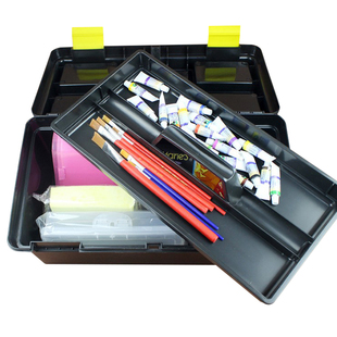 工具箱 大号实色塑料美术画画颜料工具箱小学生家用颜料箱