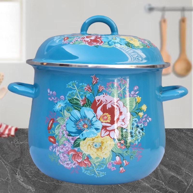 搪瓷高筒锅加深搪瓷炖锅煲汤炖排骨锅家用耳锅燃气灶电磁炉通用