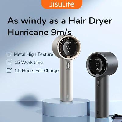 JISULIFE Portable Hand Fan , 100 Wind Speeds, Mini Bladeless