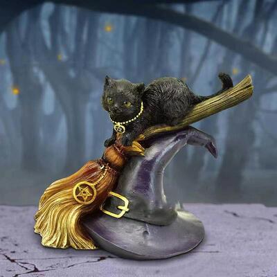 跨境万圣 Bewitched Black Cat Ornament 黑猫树脂工艺品摆件
