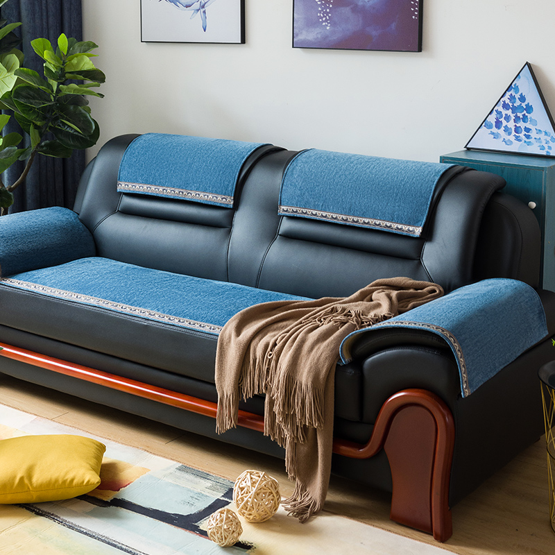 真皮沙发防滑f坐垫四季北欧简约布艺现代通用办公室皮沙发垫套定