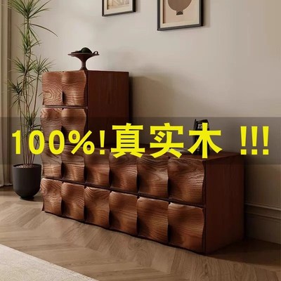 实木斗柜复古客厅组合电视柜多功能D餐边柜沙发边柜卧室床头储物