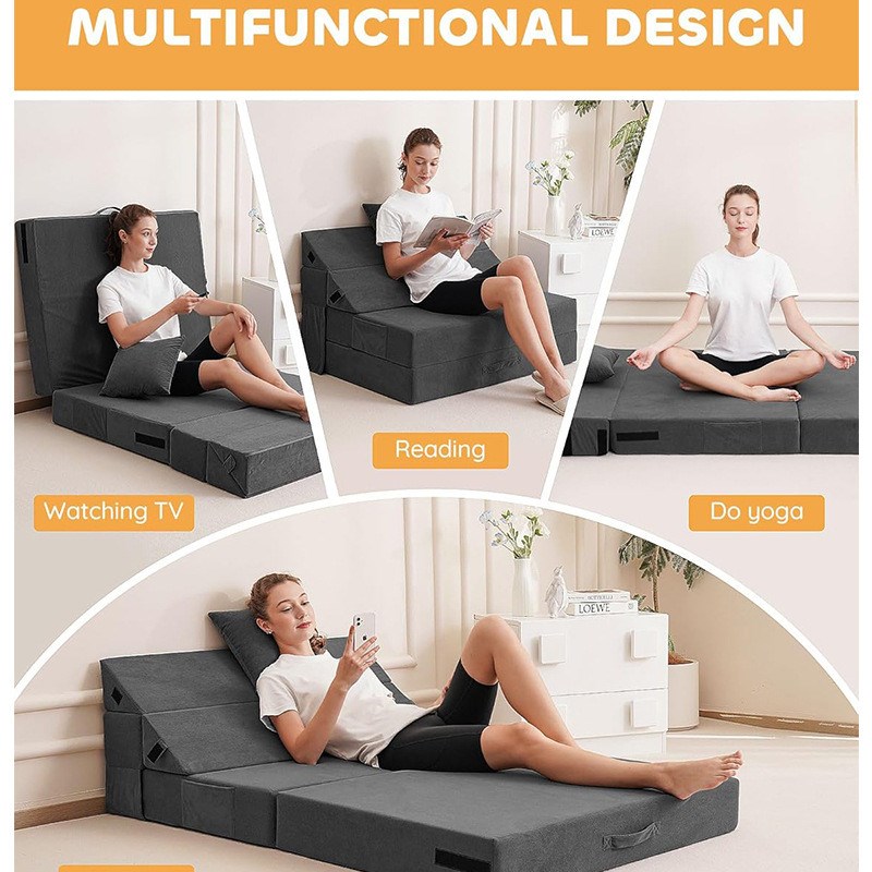 折叠沙发床躺椅便携式阅读角多功能床垫N单人高密度海绵沙发