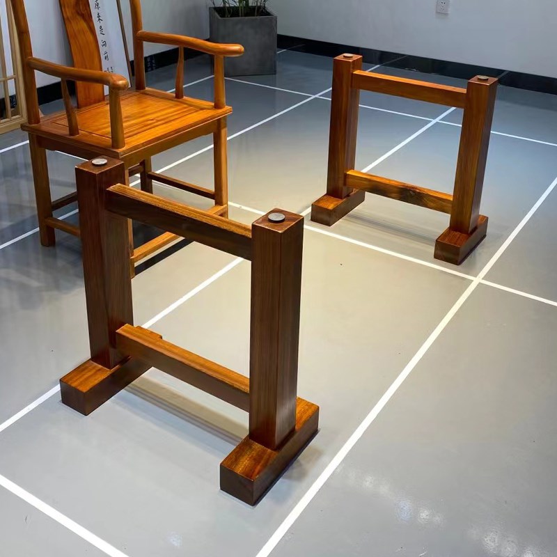 新款实木大板桌脚原木茶桌架子新中式H桌子腿实木脚架奥坎花梨大