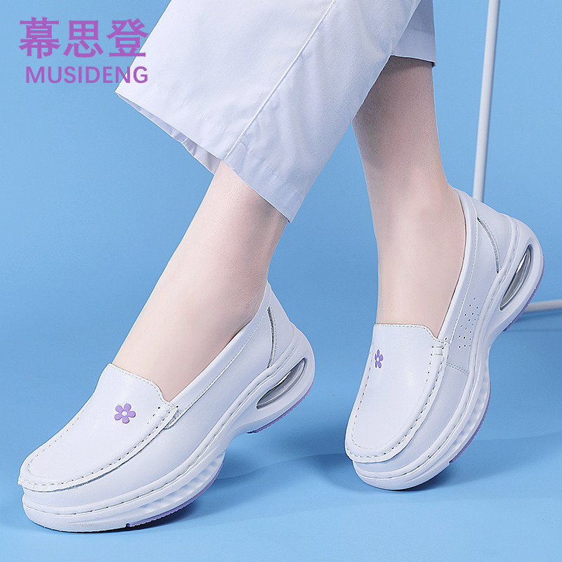 白色厚底一脚蹬女单鞋防滑不累脚