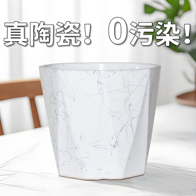 陶瓷白色艺术花盆特大号带托盘