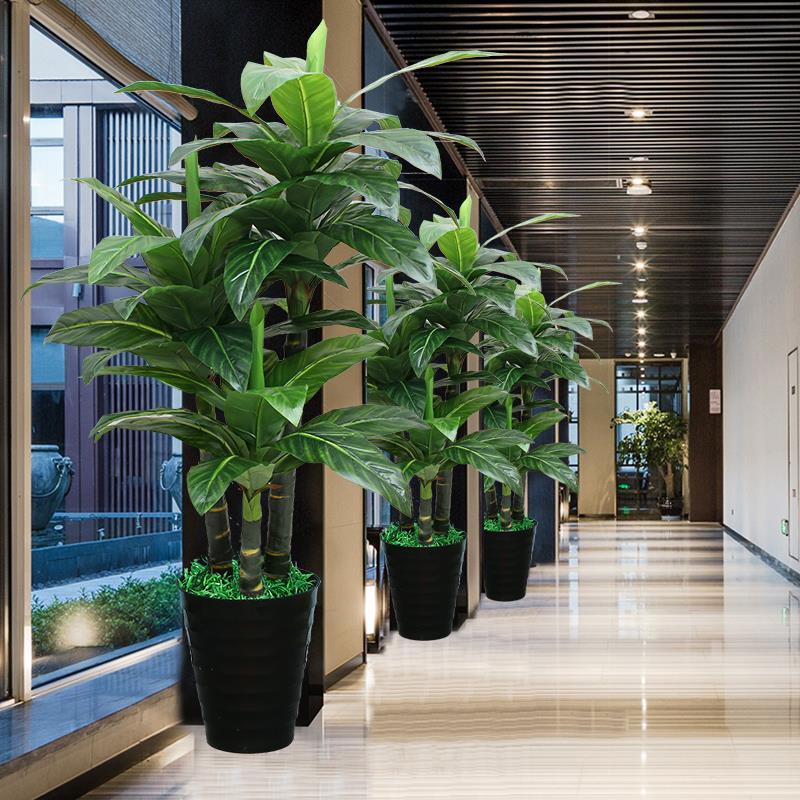 仿真植物盆栽摆件客厅假花绿植大型滴水观音假树仿真树装饰发财树