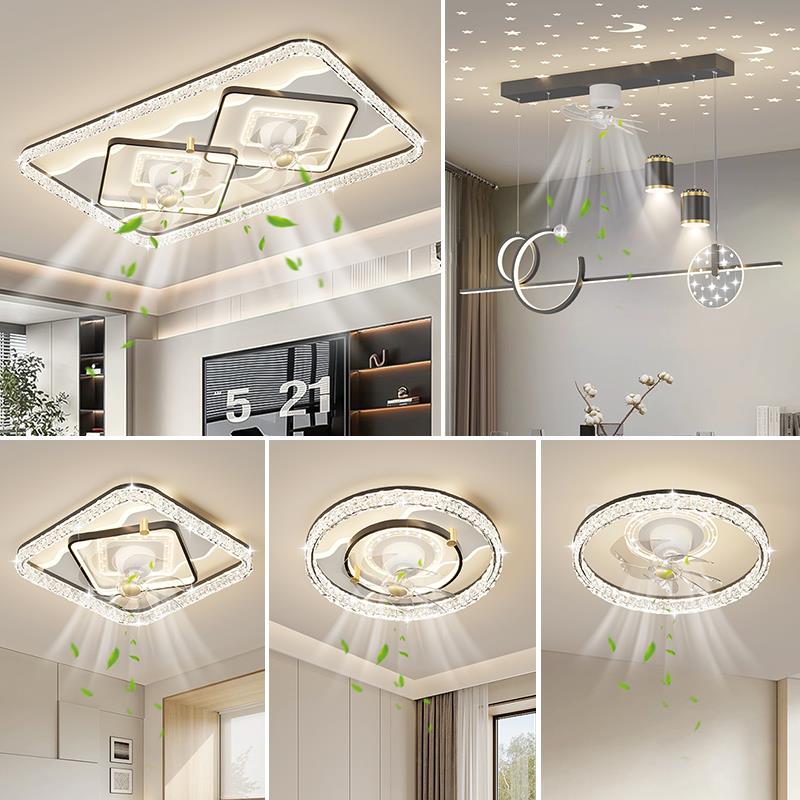 北欧客厅吊扇灯2025新款全光谱灯具现代简约家用饭厅卧室吸顶护眼