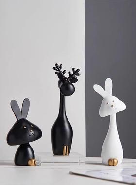兔子摆件轻奢高档客厅酒柜装饰品家居玄关电视柜子高级感小众软装
