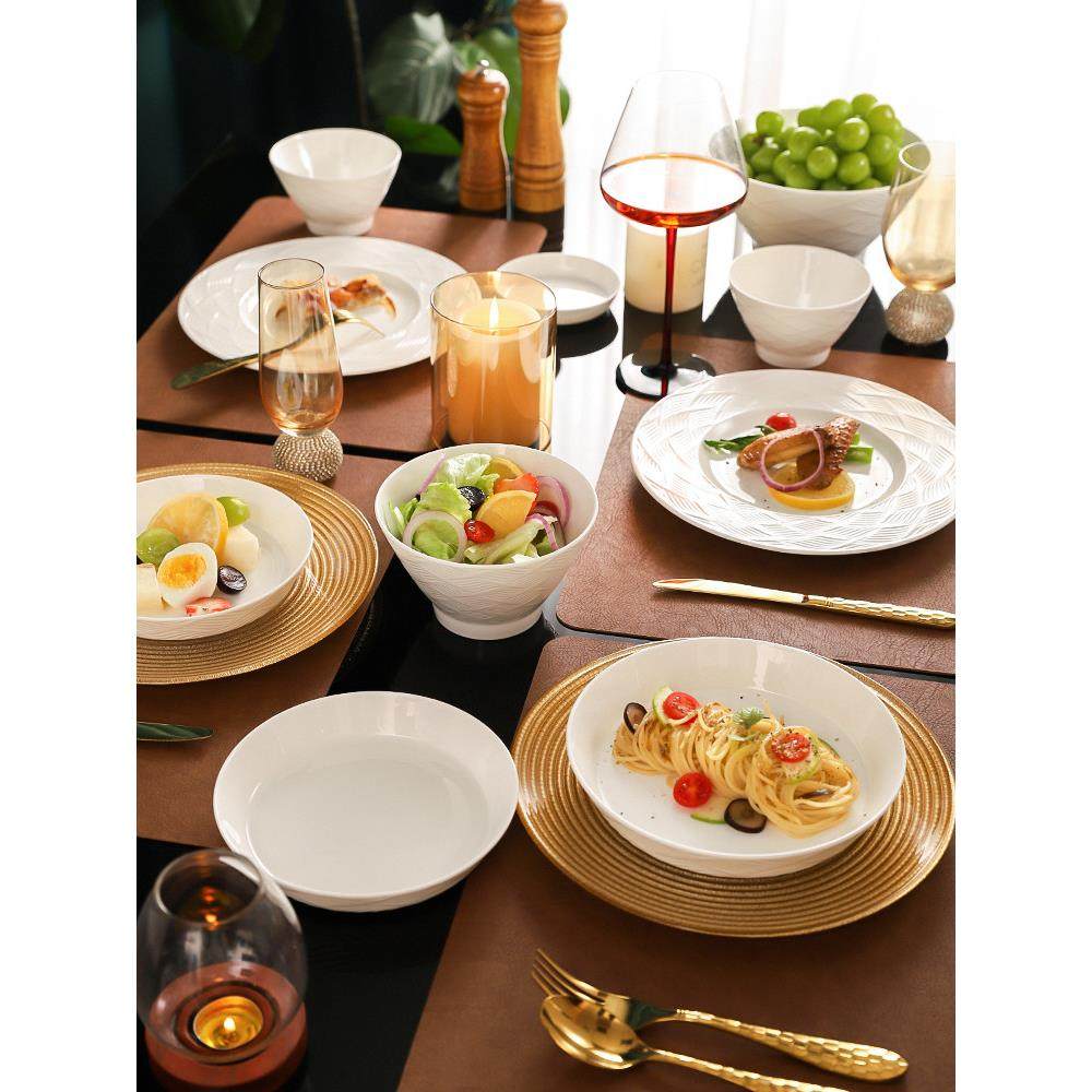 骨瓷餐具集2025新的可访问的豪华高端搬到新家压花碗和盘子家釉下,餐饮具,餐具瓷器套装,淘宝优惠券,粉丝福利购,淘宝优惠卷