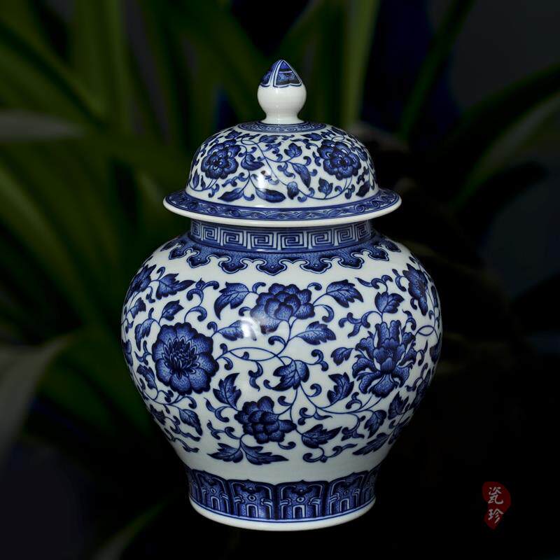 景德镇陶瓷花瓶青花瓷茶叶罐摆件家居装饰储物罐茶叶罐博古架摆设