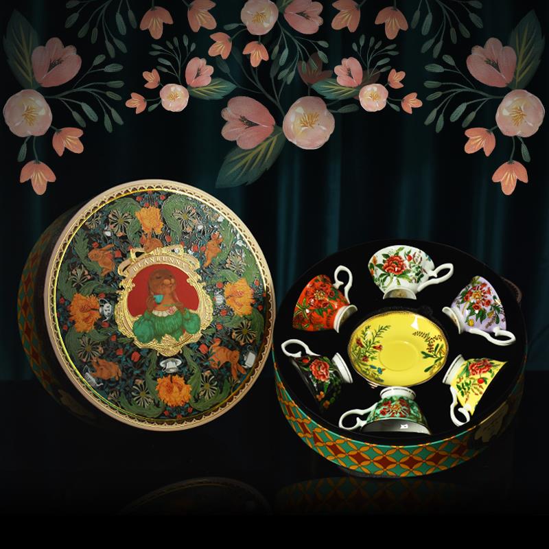 blanbunny布兰兔 六杯六碟骨瓷茶具套装英式下午茶杯碟送人礼盒装