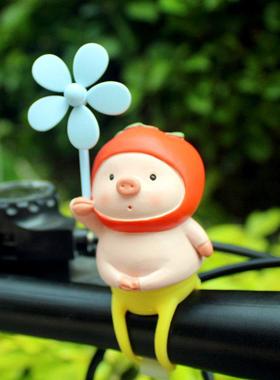 诸柿如意小猪竹蜻蜓风车汽车载摆件自行车电瓶车电动摩托车装饰品