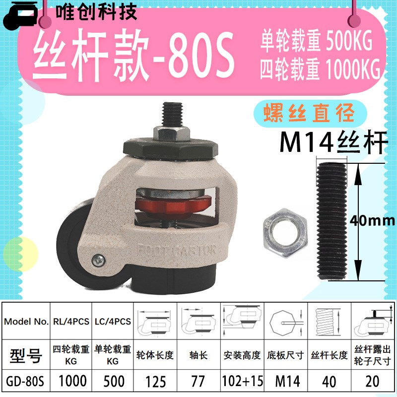 福马轮gd80f水平调节福马脚轮大型设备脚轮轮子福马万向轮