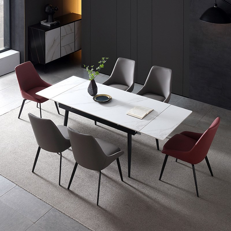 德利丰多功能岩板餐桌可伸缩小户型吃饭桌子可折叠极简长方形餐桌