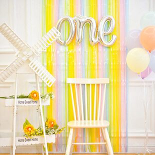 彩色流苏雨丝帘背景装饰派对场景布置舞台活动背景墙