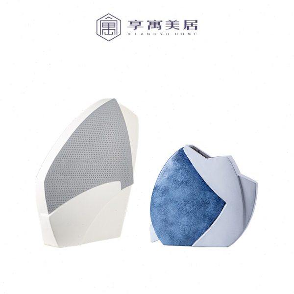 简约现代轻奢创意几何陶瓷花瓶摆件样板间酒店卧室客厅玄关装饰品,家居饰品,花瓶,淘宝优惠券,粉丝福利购,淘宝优惠卷