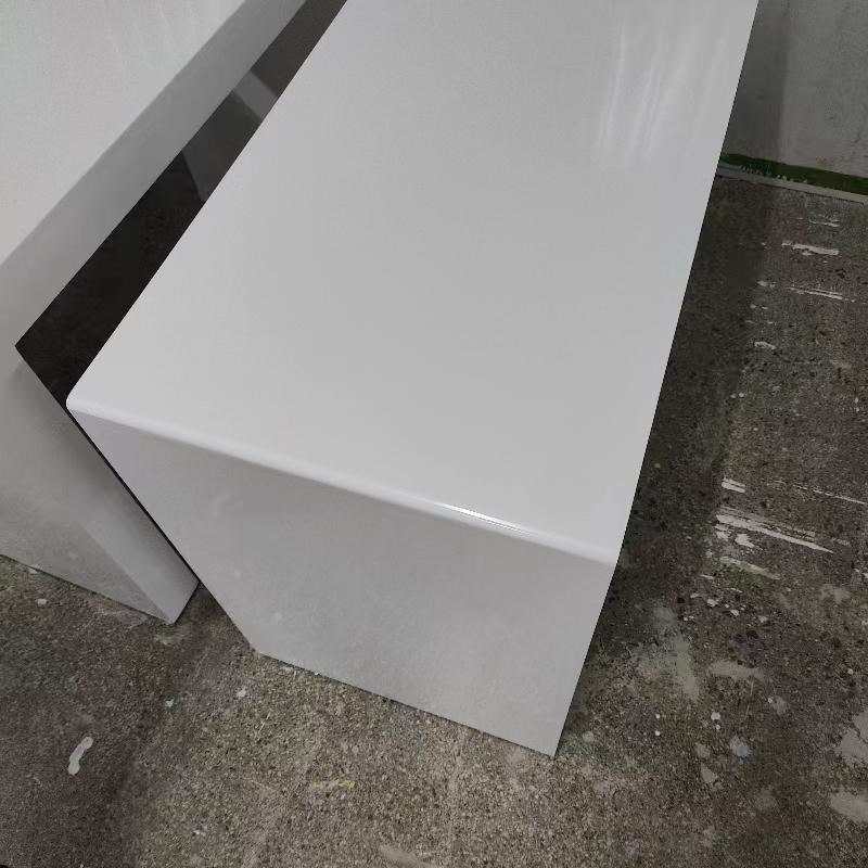 U型白色烤漆流水台展示台方台圆台中岛柜高低桌展示架体验桌定制