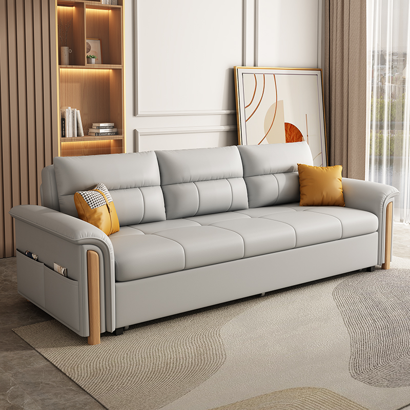 现货速发沙发床多功能可折叠两用小户型坐卧双人科技布客厅实木沙